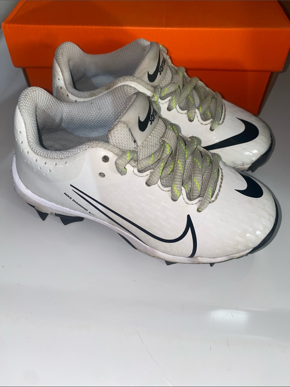 Nike White and Black Softball Cleats